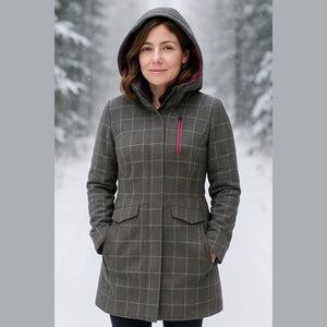 Black Mountain Summit grey plaid women’s winter coat ps